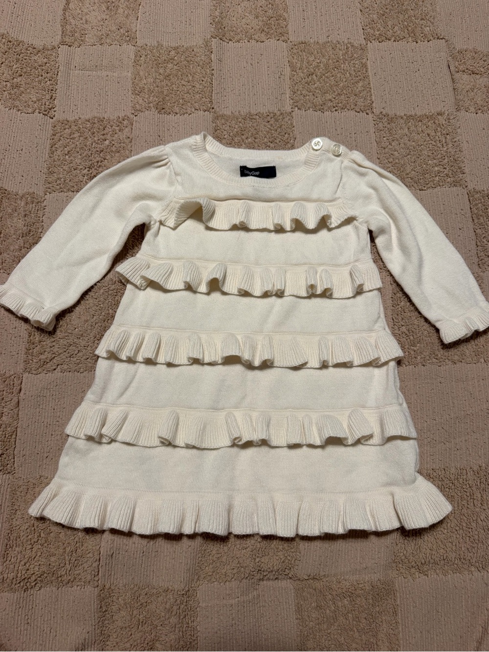 GAP Cream Ruffle Knit Dress for Girls